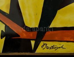 Bortnyik jelzéssel: Kompozíció. Vegyes technika, papír, üvegezett keretben, 20×30 cm