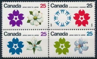 Stamp Exhibition; flower block of 4, Bélyegkiállítás; virág négyestömb