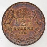 1914KB 2K Ag "Ferenc József" Körmöcbánya (9,92g) T:1-,2 patina 
Hungary 1914KB 2 Korona A...