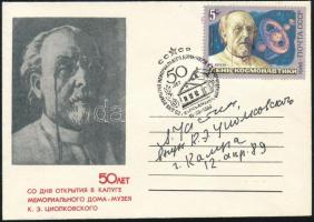 Alekszej Veniaminovics Kosztyin (1928-1993), Konsztantyin CIolkovszkij szovjet űrtudós unokájának aláírása emlékborítékon /  Signature of Aleksey Veniaminovich Kostin (1928-1993), grandson of the famuos Soviet astronautic theorist Kontantin Tsiolkovskiy, on envelope   on envelope