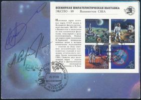 Alekszandr Viktorenko (1947- ) és Alekszandr Szerebrov (1944-2013) szovjet űrhajósok aláírásai emlék...