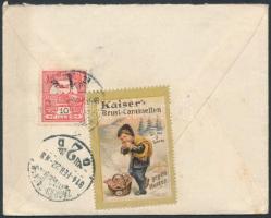 1914 Német karamella reklámbélyeg levélen