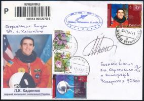 Leonyid Kadenyuk (1951-2018) ukrán űrhajós aláírása emlékborítékon /  Signature of Leonid Kadenyuk (1951- ) Ukrainian astronaut on envelope