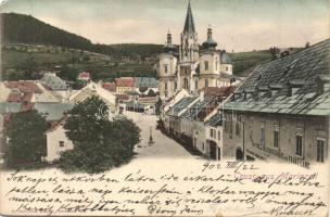 Mariazell, Gasthof zum goldenen Kanone des Franz Lang / street view with guest house (EK)