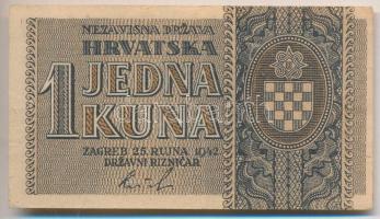 Horvátország / Független Horvát Állam 1942. 1K T:III Croatia / Independent State of Croatia 1942. 1 Kuna C:F