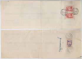 Miskolc 1947-1948. 3db kitöltött váltó 1500Ft-ról, 1800Ft-ról és 2000Ft-ról, 1-2-3Ft illetékbélyegek...