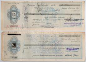 Miskolc 1947-1948. 3db kitöltött váltó 1500Ft-ról, 1800Ft-ról és 2000Ft-ról, 1-2-3Ft illetékbélyegek...