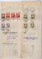 Miskolc 1947-1948. 3db kitöltött váltó 1500Ft-ról, 1800Ft-ról és 2000Ft-ról, 1-2-3Ft illetékbélyegek...