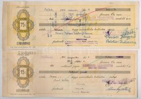 Miskolc 1947-1948. 5db kitöltött váltó 700Ft-ról, 1600Ft-ról, 2000Ft-ról (2x) és 3000Ft-ról, 20f és ...