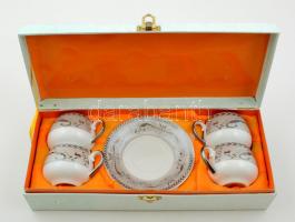 2 db Terebess porcelán teás készlet, az egyik hiányos: 4+3 db csésze+alj, matricás, jelzettek, saját...