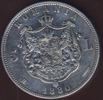 Románia 1880. 5L Ag variáns "név a nyak alatt" T:3/4 ph