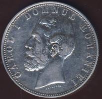 Románia 1880. 5L Ag variáns "név a nyak alatt" T:3/4 ph