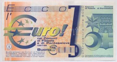Olaszország 1997-1998. 3E / 6000L Fiesole és Pontassieve városi utalvány T:I Italy 1997-1998. 3 Euro / 6000 Lire coupon from Fiesole and Pontassieve C:UNC