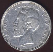 Románia 1880. 5L Ag variáns "név a nyak alatt" T:3