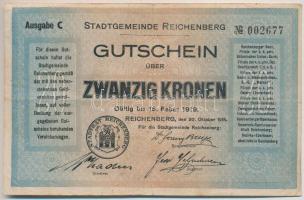 Ausztria / Reichenberg 1919. 20K T:III Austria / Reichenberg 1919. 20 Kronen C:F