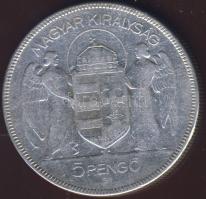 1930. 5P Ag "Horthy jobbra" T:3