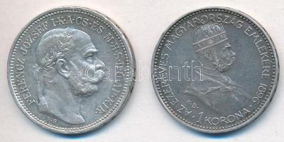 1896KB 1K Ag "Millenium" + 1915KB 1K Ag "Ferenc József" T:1-,2 patina, ph.
Adam...