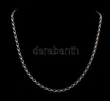 Ezüst(Ag) csepp alakú, bordás szemű nyaklánc, jelzett, h: 45,5 cm, nettó: 4 g