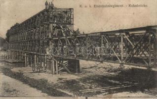 Kohnbrücke. K.u.k. Eisenbahnregiment Brückenbau / railroad regiment, bridge construction (wet damage)
