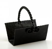 Réz asztali kínálótálca kovácsoltvas fogóval, 30x15x20 cm + kovácsoltvas szalvétatartó, 7x6x7,5 cm