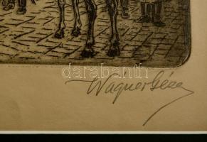 Wágner Géza (1879-1939): A nemzeti hadsereg bevonulása Budapestre, rézkarc, papír, jelzett, paszpart...