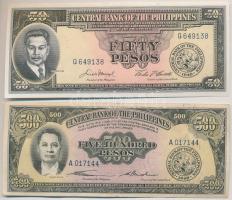 Fülöp-szigetek ~1949. 50P + 500P T:I,III Philippines ~1949. 50 Pesos + 500 Peso C:UNC,F Krause 138.d; 141.