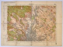 1938 Budapest Dél és Észak katonai térképe, kiadja a Magyar Királyi Honvéd Térképészeti Intézet, 2 db térkép, szakadással, 47x63 cm