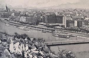 Bojtos Károly (1936-2011): Kilátás a Gellért hegyről. Rézkarc, karton, jelzett, 27×40 cm