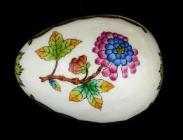 Herendi Viktória mintás tojás dobozka, kézzel festett, jelzett, hibátlan, h:6,5 cm, m:4,5 cm