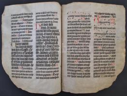 cca 1300-1400? Latin nyelvű missale-töredék, pergamen, sérült, egy helyütt széljegyzettel, 4 fol. /
...