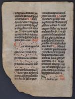 cca 1300-1400? Latin nyelvű missale-töredék, pergamen, sérült, egy helyütt széljegyzettel, 4 fol. /
...