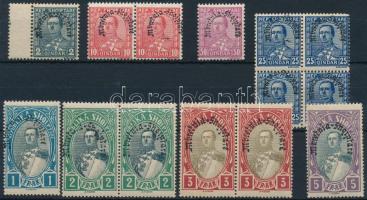 1920 Forgalmi sor 8 értéke Mi 189 + 191 + 193-198(benne párok és négyestömb)
