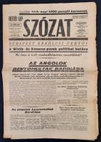 1941 Szózat. XV. évf. 1. szám, 1941. jan. 7. szám, kissé szakadozott állapotban, 6 p.