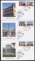 Architectural monuments set on 5 FDC, Építészeti műemlékek sor 5 db FDC-n