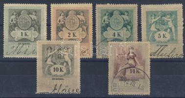 1899 Okirati illetékbélyegek 6db (1,2,4,5,10,14K)