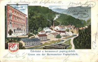 Hermánd, Hermanecz, Harmanec; Papírgyár, Budapesti raktár / paper factory, storage in Budapest s: K. Fuchs (EK)