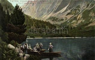 Tátra, Poprádi tó, Koncsiszta, csónakázók, Feitzinger Ede No. 614. / lake, mountains, rowing boat (EK)