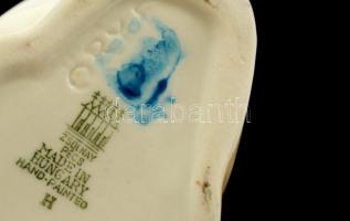 Zsolnay porcelán nyuszi, nagyobb méret kézzel festett, hibátlan, jelzett, 10x7 cm