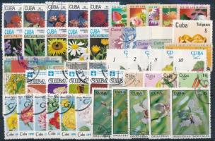 1967-1994 Flower 50 stamps, 1967-1994 Virág motívum 50 db klf bélyeg, közte sorok stecklapon