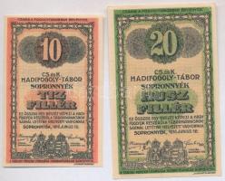 Sopronnyék / hadifogolytábor 1916. 10f + 20f arab sorozat és sorszámmal T:I
Adamo HHP-1.2, HHP-1.3