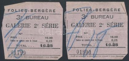 Belépőjegy a párizsi Folies-Bergerébe, 2 db