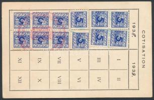 1938 A Párisi Kölcsönösen Segélyező Magyar Egylet tagsági igazolványa