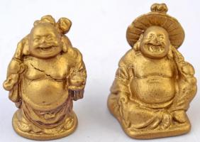 2 db Nevető Buddha figura, műgyanta, m: 5 cm