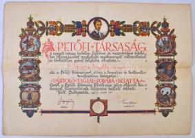 1942 a Petőfi Társaság pártoló tagságról szóló díszes oklevele