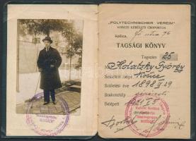 1921 A Polytischer Verein Kosicei Kerületi Csoportjának fényképes tagsági könyve