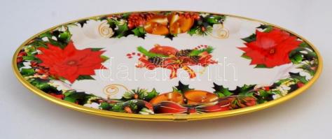 Karácsonyi mintás műanyag tál, 34x25 cm