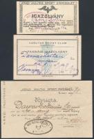 1920, 1925 Az Aradi Vasutas Sport Egyesület által kiállított 2 db igazolvány + nyugta, összesen 3 db