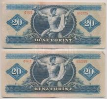 1965. 20Ft (5x) közte 2db sorszámkövető T:III ropogós papír