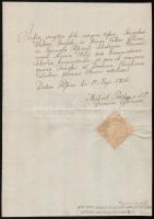 1835 Pest, A Piarista Gimnázium igazgatója által kiállított bizonyítvány vízjeles papíron szárazpecséttel