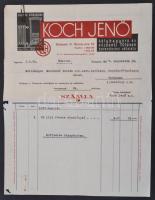 1937 Koch Jenő kályhagyár díszes fejléces számla